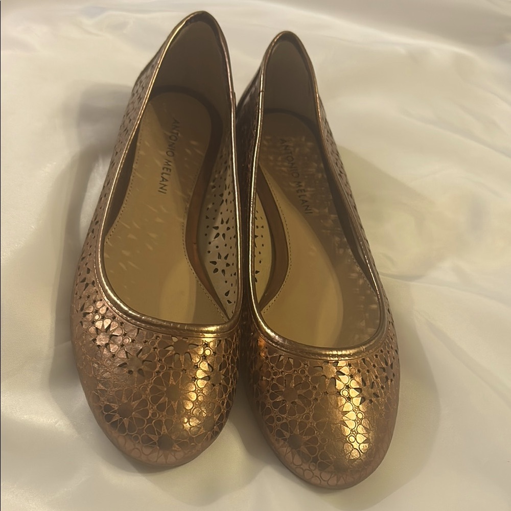 ANTONIO MELANI Copper Perforated Flats.   New Without Tags